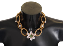 Elegant Gold Lilly Flower Pendant Necklace Dolce & Gabbana