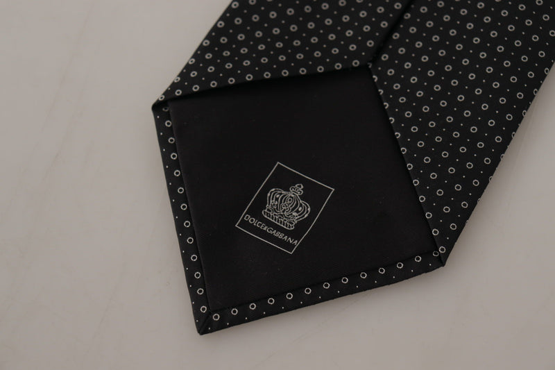 Elegant Black White Polka Dot Silk Tie Dolce & Gabbana