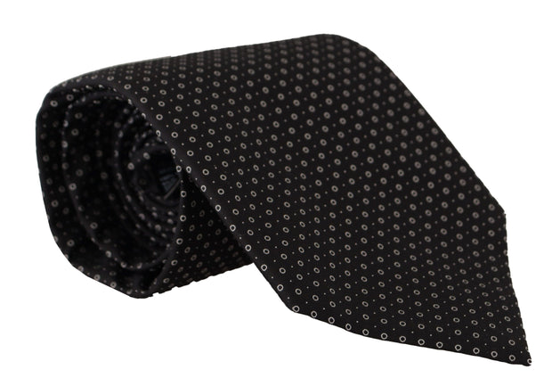 Elegant Black White Polka Dot Silk Tie Dolce & Gabbana