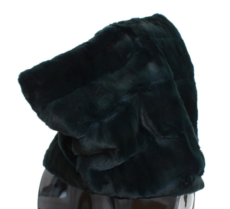 Exclusive Green Weasel Fur Hooded Scarf Dolce & Gabbana