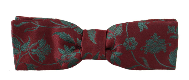 Elegant Maroon Patterned Bow Tie Dolce & Gabbana