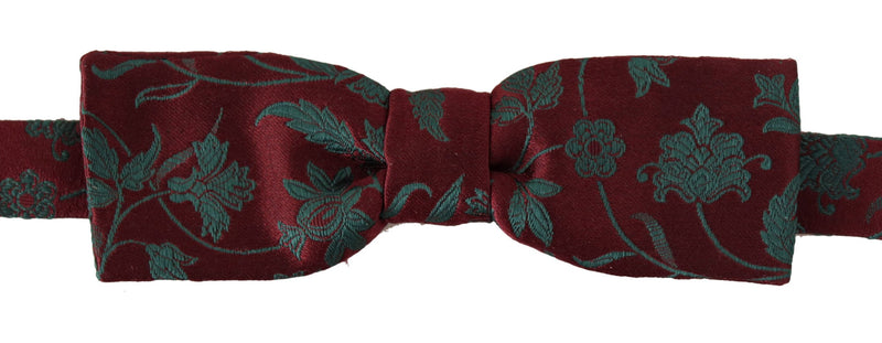 Elegant Maroon Patterned Bow Tie Dolce & Gabbana