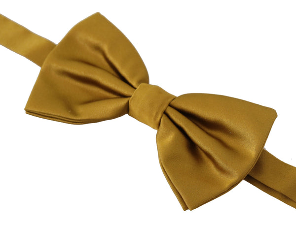 Elegant Mustard Silk Bow Tie Dolce & Gabbana