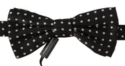 Elegant Black and White Polka Dot Silk Bow Tie Dolce & Gabbana