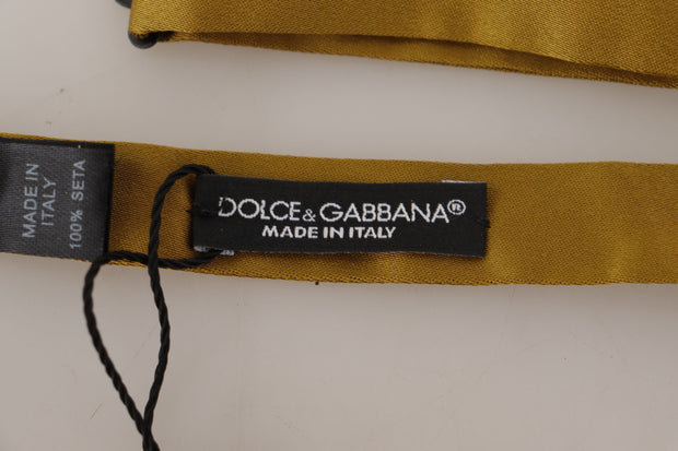 Elegant Mustard Yellow Silk Bow Tie Dolce & Gabbana