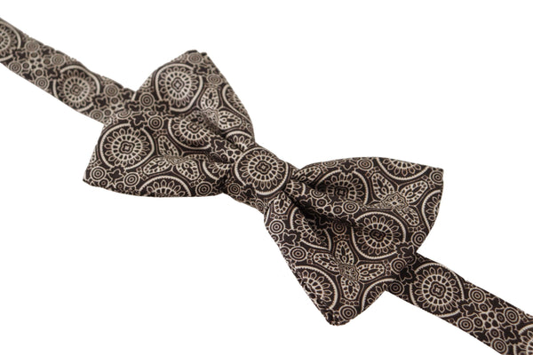 Elegant Silk Black & White Bow Tie Dolce & Gabbana