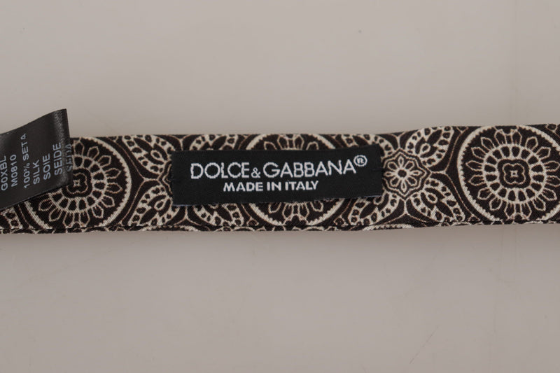 Elegant Silk Black & White Bow Tie Dolce & Gabbana