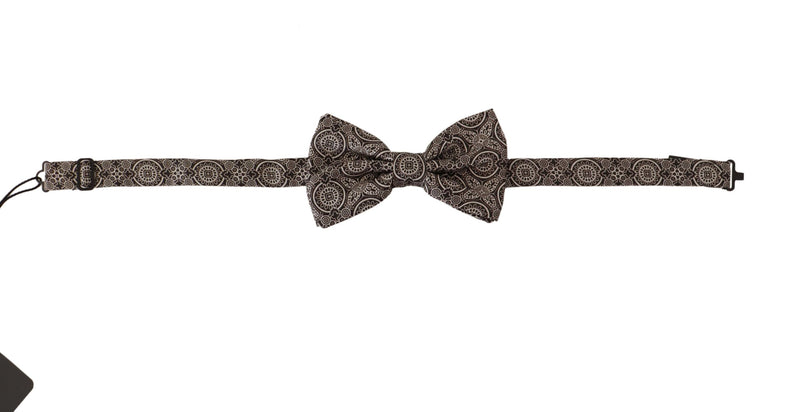 Elegant Silk Black & White Bow Tie Dolce & Gabbana