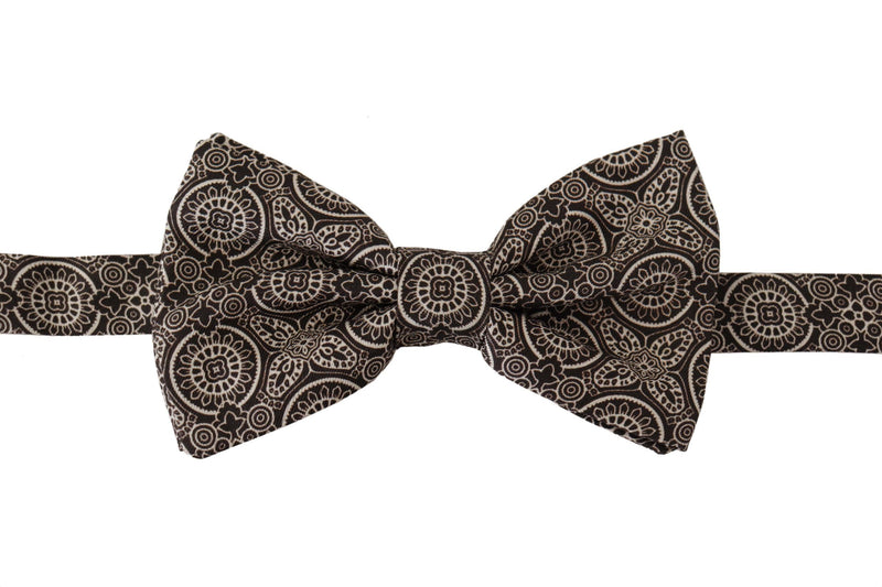 Elegant Silk Black & White Bow Tie Dolce & Gabbana