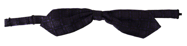 Elegant Blue Geometric Silk Bow Tie Dolce & Gabbana