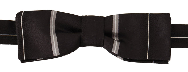 Elegant Silk Bow Tie in Black and Grey Dolce & Gabbana