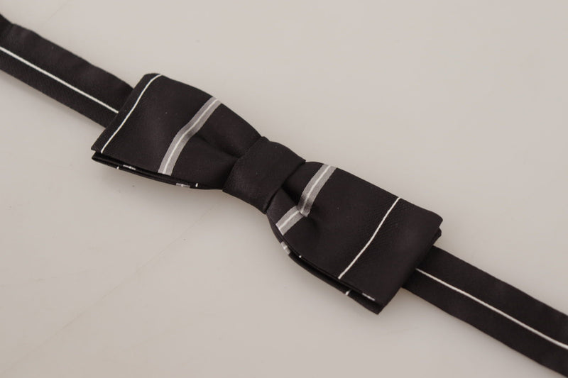 Elegant Silk Bow Tie in Black and Grey Dolce & Gabbana