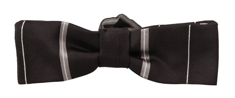 Elegant Silk Bow Tie in Black and Grey Dolce & Gabbana