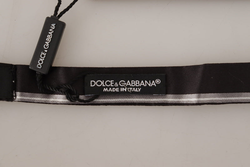 Elegant Silk Bow Tie in Black and Grey Dolce & Gabbana