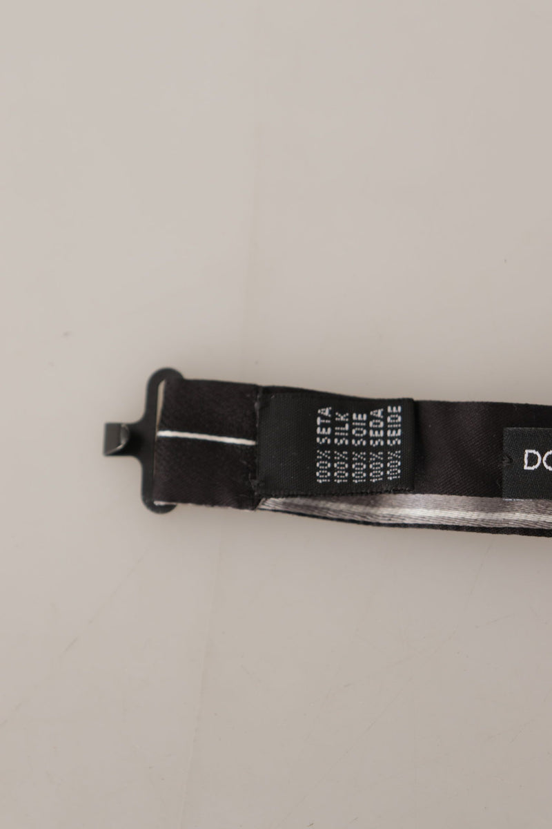 Elegant Silk Bow Tie in Black and Grey Dolce & Gabbana