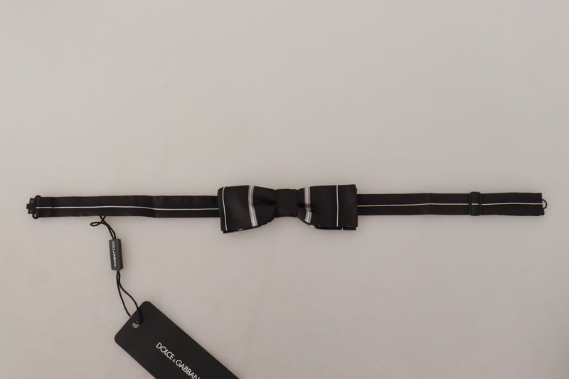 Elegant Silk Bow Tie in Black and Grey Dolce & Gabbana