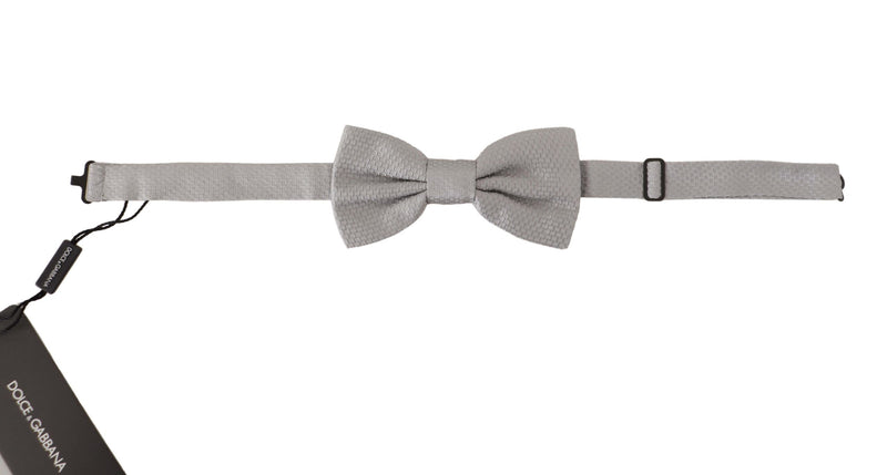 Chic Gray Silk Bow Tie Dolce & Gabbana