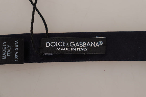 Elegant Blue Silk Bow Tie Dolce & Gabbana