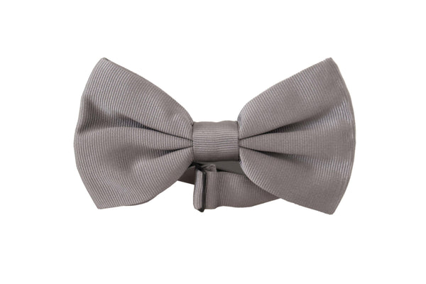 Elegant Gray Silk Bow Tie Dolce & Gabbana