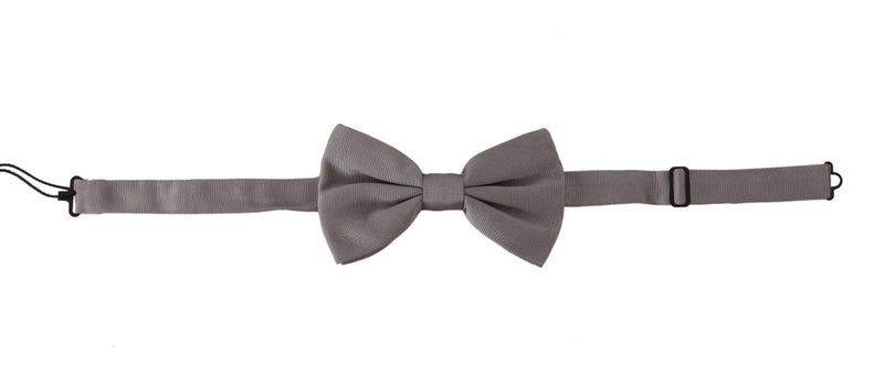 Elegant Gray Silk Bow Tie Dolce & Gabbana