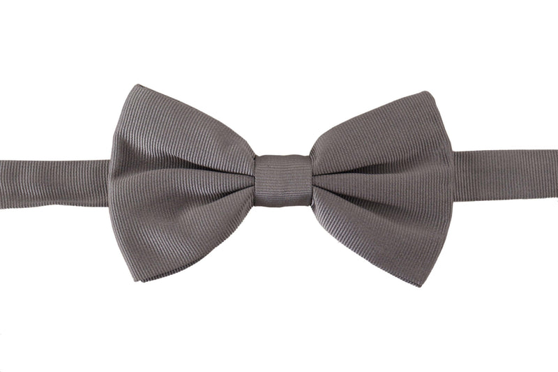 Elegant Gray Silk Bow Tie Dolce & Gabbana