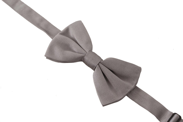 Elegant Gray Silk Bow Tie Dolce & Gabbana