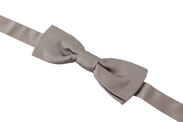 Elegant Silver Silk Bow Tie for Sophisticated Evening Dolce & Gabbana