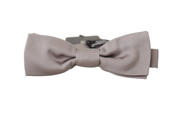 Elegant Silver Silk Bow Tie for Sophisticated Evening Dolce & Gabbana