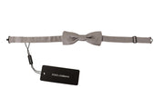 Elegant Silver Silk Bow Tie for Sophisticated Evening Dolce & Gabbana