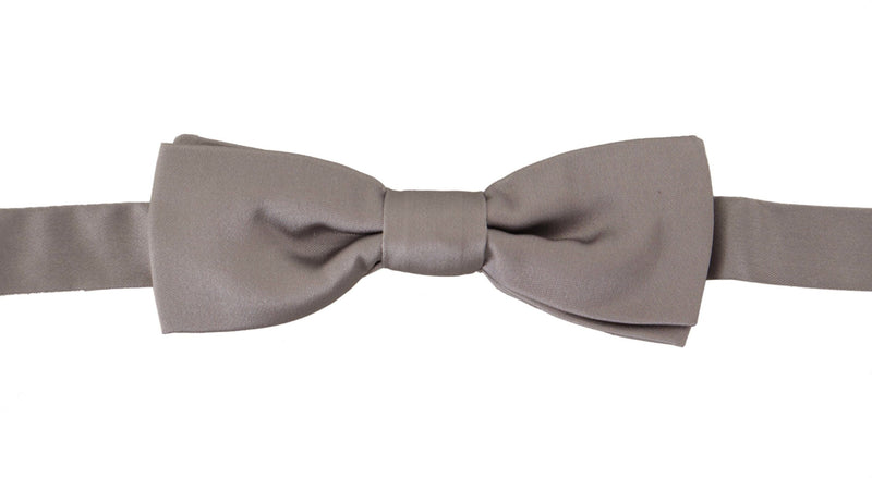 Elegant Silver Silk Bow Tie for Sophisticated Evening Dolce & Gabbana