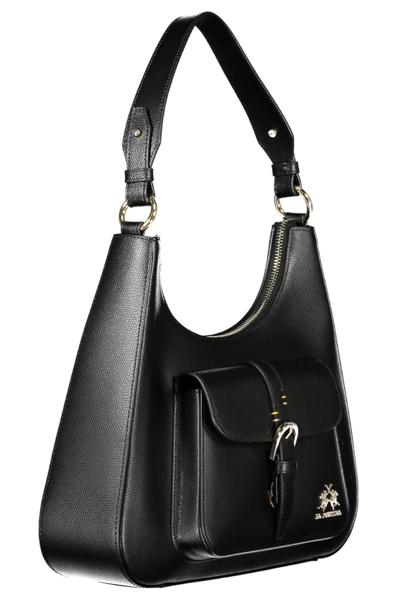 Black Leather Women Handbag La Martina