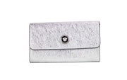 Small Metallic Silver Lamb Leather Medusa Clutch Crossbody Wallet Bag Versace