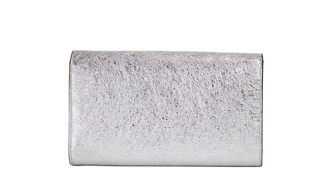 Small Metallic Silver Lamb Leather Medusa Clutch Crossbody Wallet Bag Versace