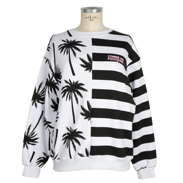 Chic Monochrome Stripe Palm Print Sweater Comme Des Fuckdown