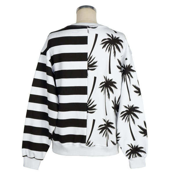 Chic Monochrome Stripe Palm Print Sweater Comme Des Fuckdown