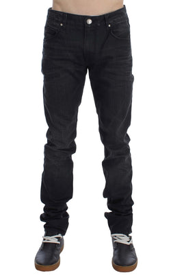 Sleek Gray Slim Fit Italian Mens Jeans Acht