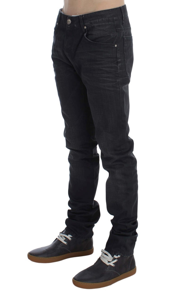 Sleek Gray Slim Fit Italian Mens Jeans Acht