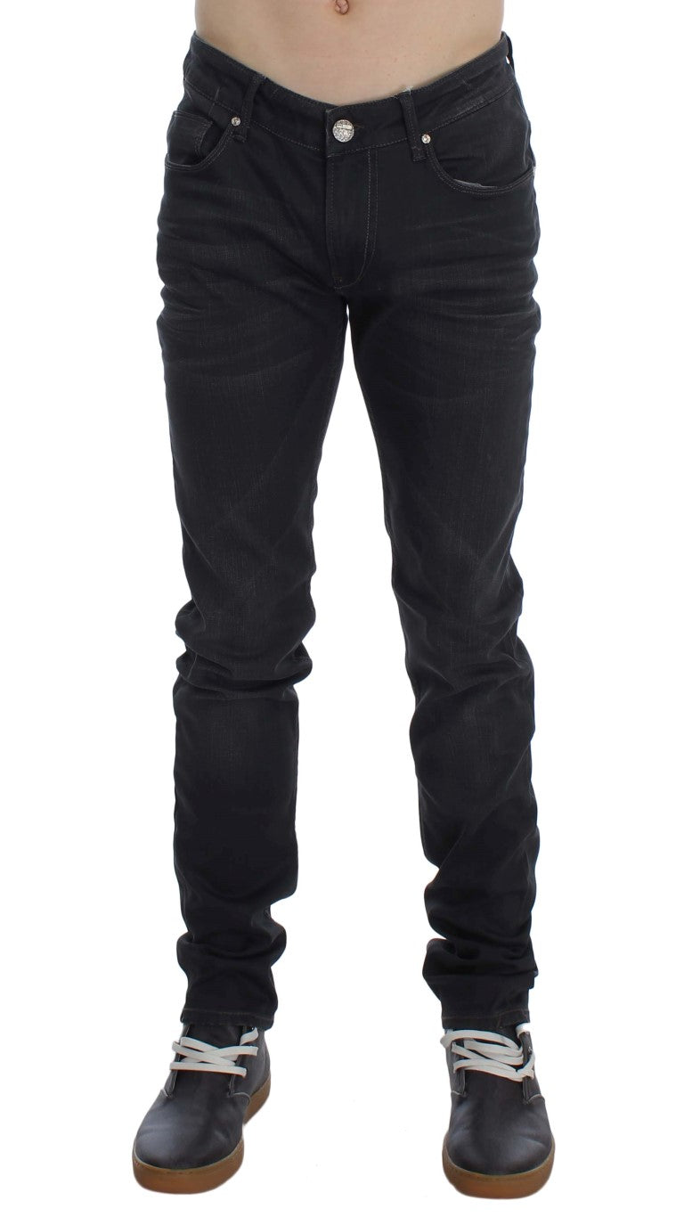 Sleek Gray Slim Fit Men's Premium Denim Acht