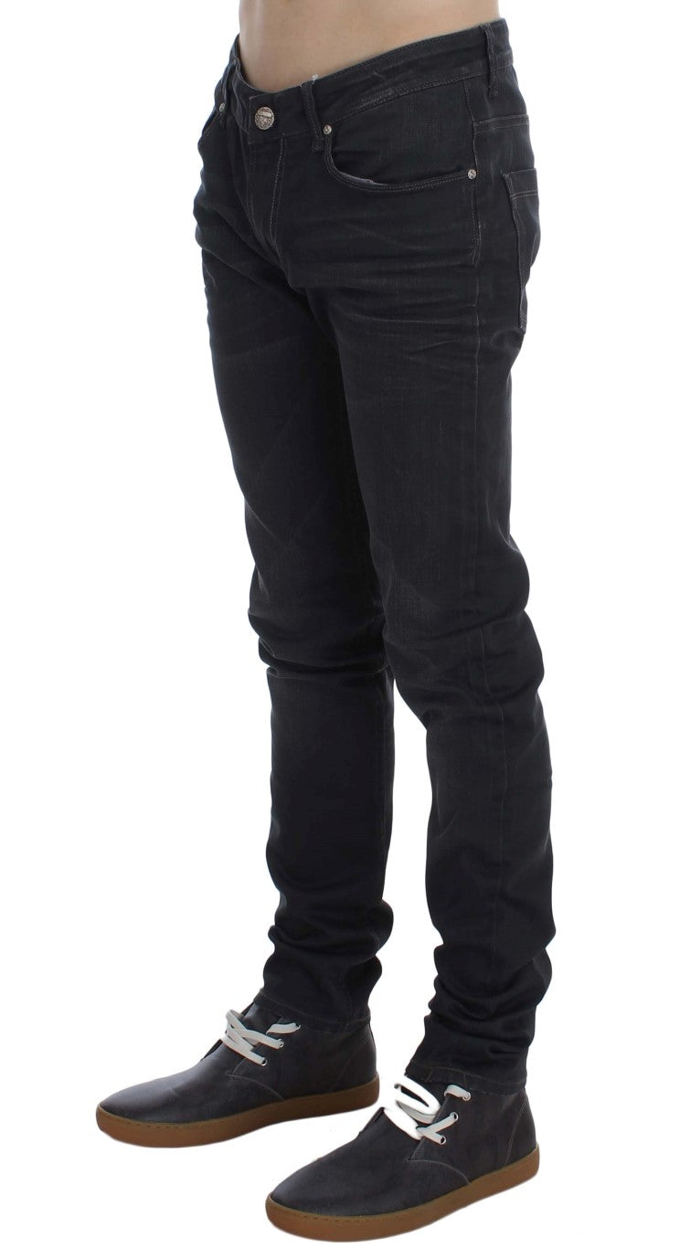 Sleek Gray Slim Fit Men's Premium Denim Acht