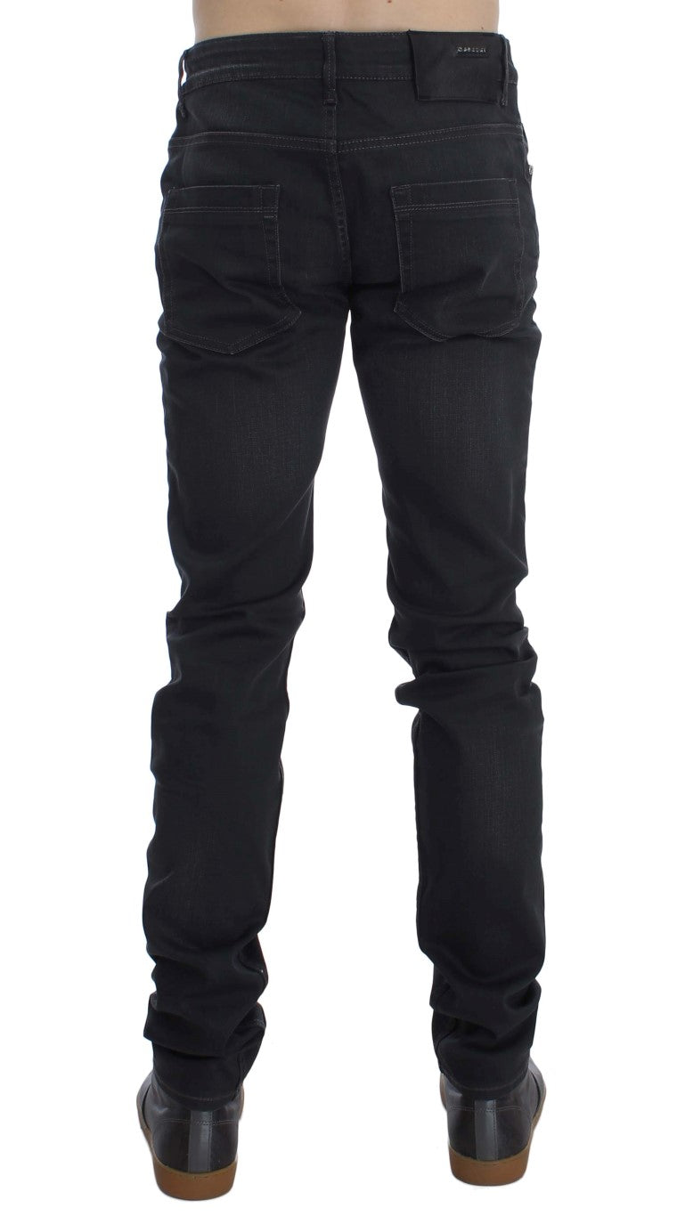 Sleek Gray Slim Fit Men's Premium Denim Acht