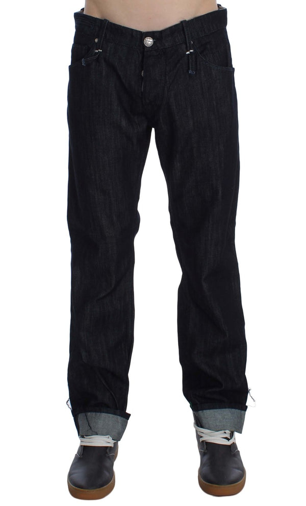 Elegant Straight Fit Blue Mens Jeans Acht