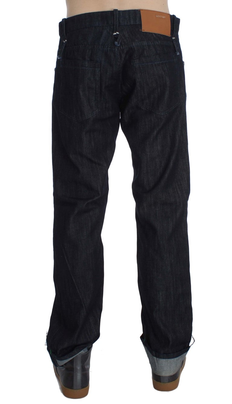 Elegant Straight Fit Blue Mens Jeans Acht