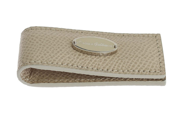 Elegant Beige Leather Money Clip Dolce & Gabbana