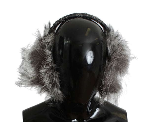 Elegant Fur and Crystal Ear Muffs Dolce & Gabbana