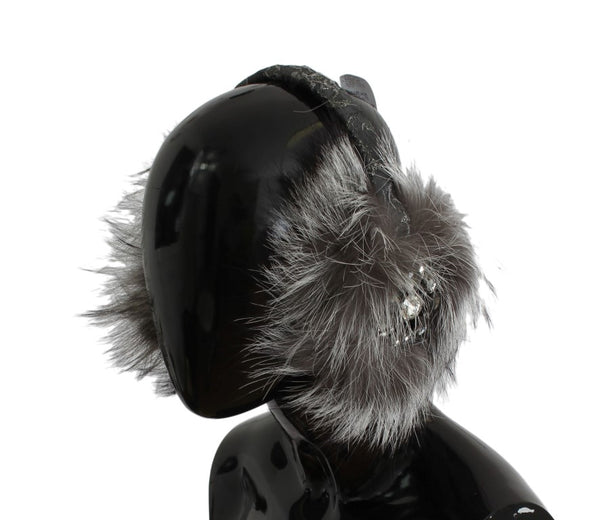 Elegant Fur and Crystal Ear Muffs Dolce & Gabbana