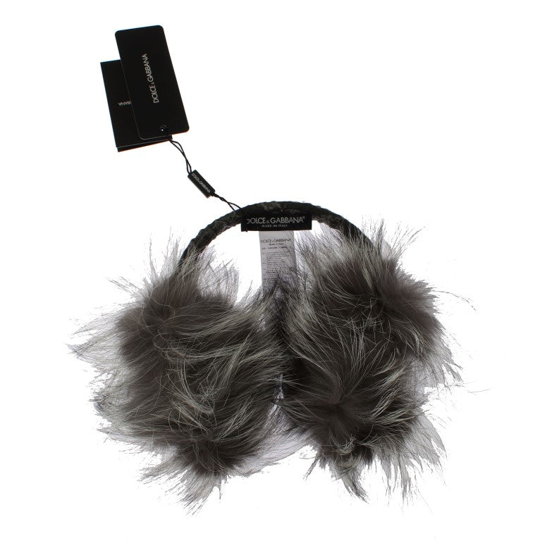 Elegant Fur and Crystal Ear Muffs Dolce & Gabbana