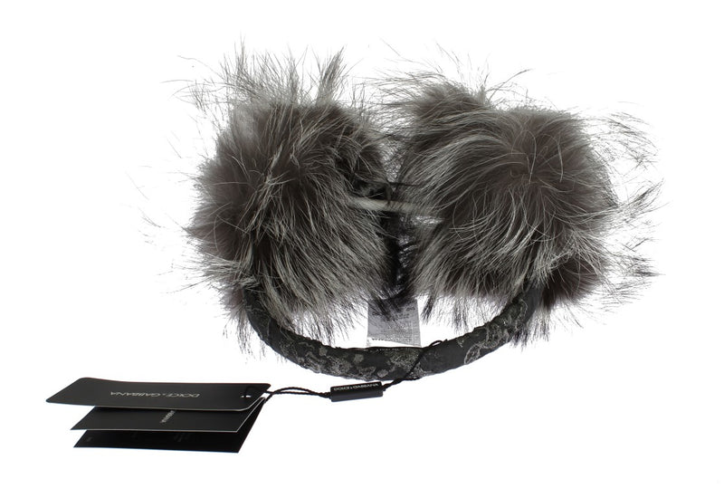 Elegant Fur and Crystal Ear Muffs Dolce & Gabbana