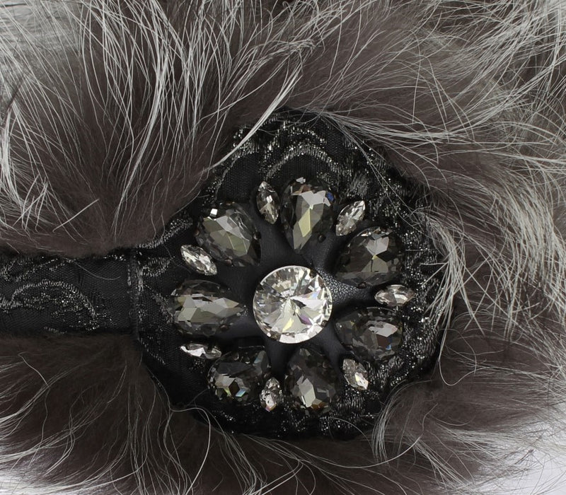 Elegant Fur and Crystal Ear Muffs Dolce & Gabbana