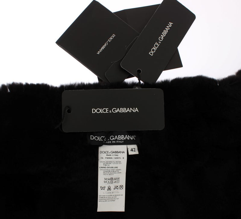 Elegant Floral Sequined Fur Scarf Dolce & Gabbana