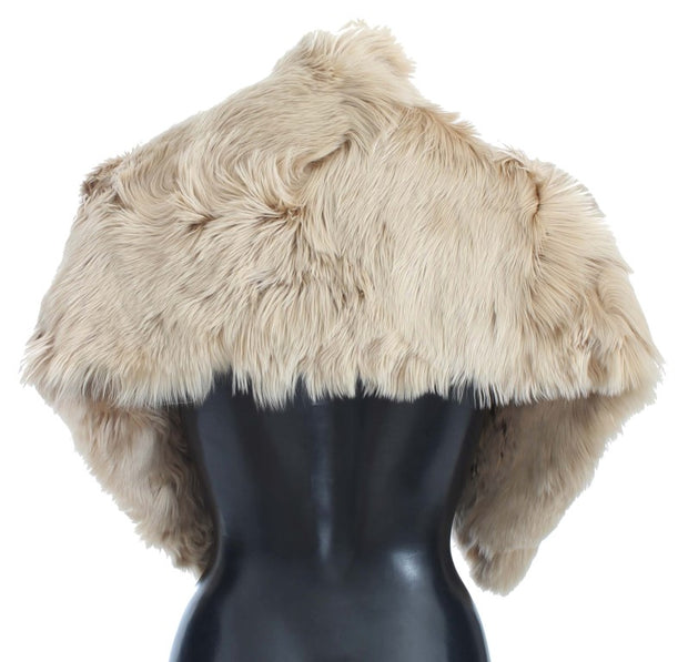 Elegant Alpaca Fur Shoulder Wrap in Beige Dolce & Gabbana